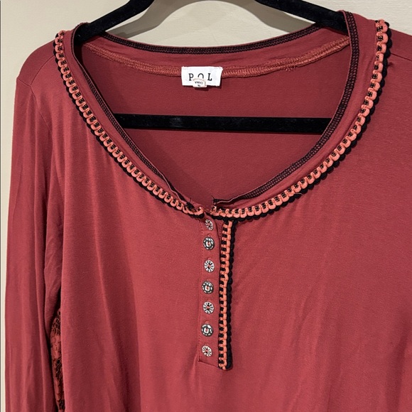 POL patchwork rust pullover - Picture 3 of 4